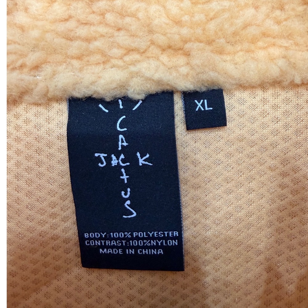 Cactus Jack Travis Scott Trails Sherpa Fleece Jacket Yellow Brown Mens XL - Picture 5 of 8